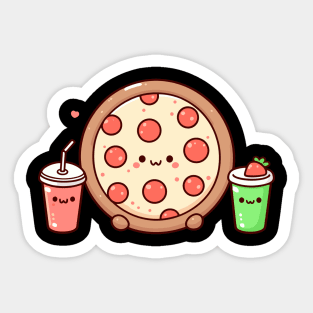 Kawaii Food Characters for Kawaii Lovers | Kawaii Pepperoni Pizza Party Sticker